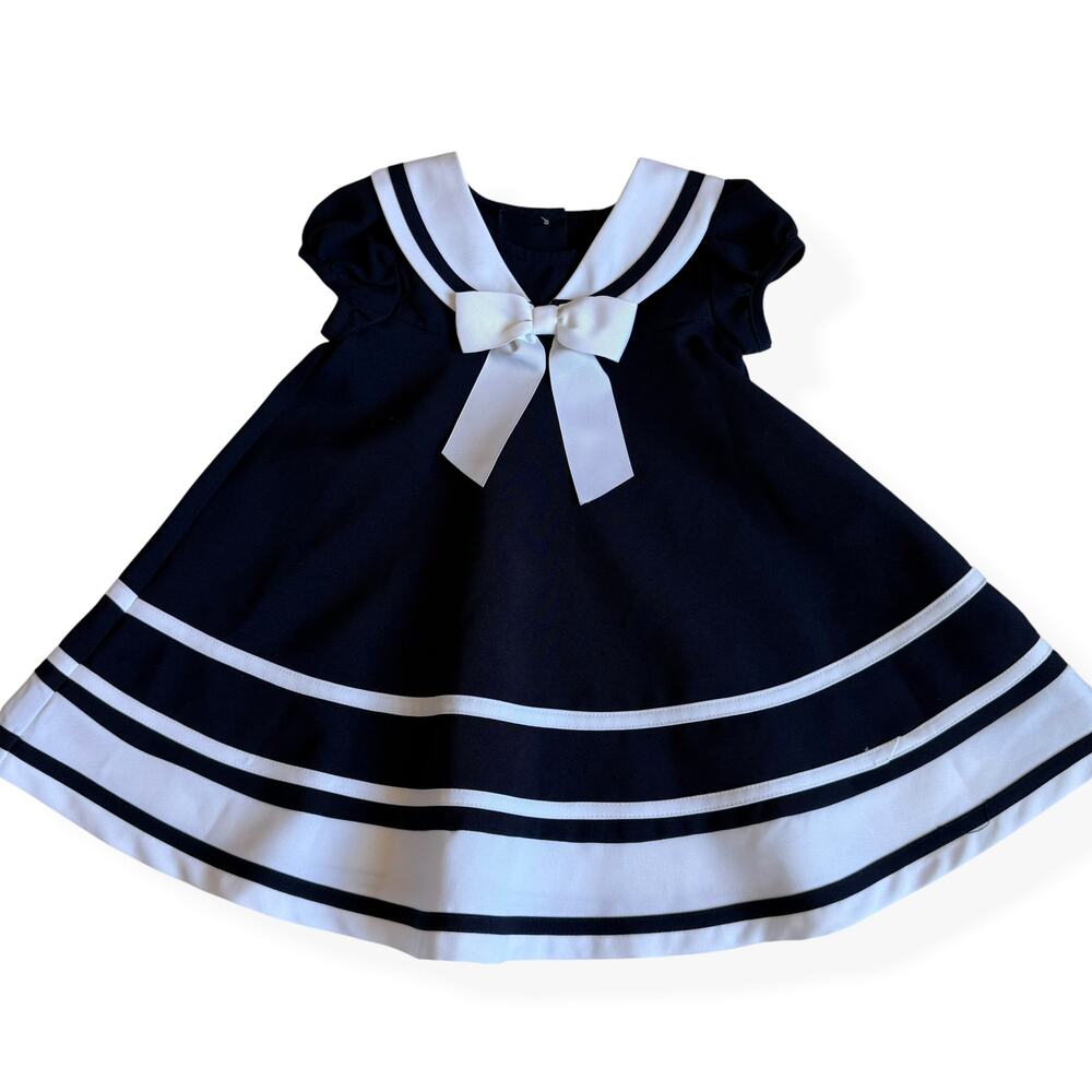 Bonnie Jean Nautical Sailor Dress Navy Baby Girls 18 Months
